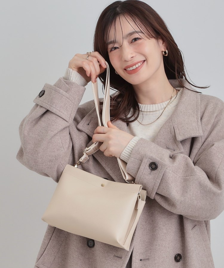 配色ベルト3層ショルダーバッグ