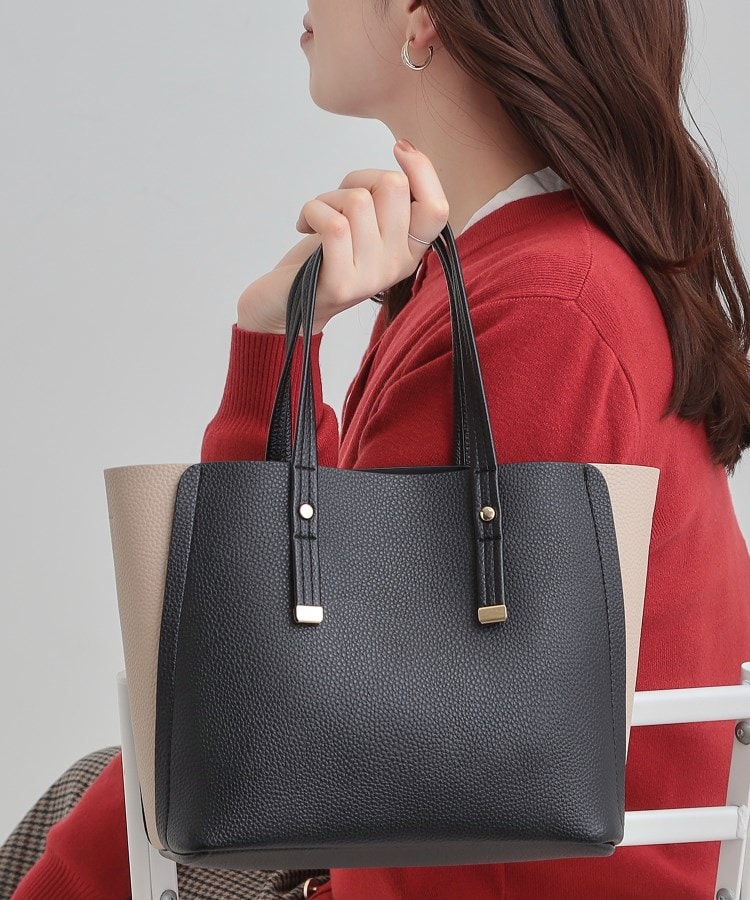 【軽量】ハンドル金具配色トートバッグ