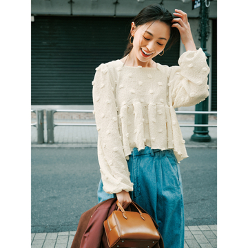 [BLANC]ジャカードドットブラウス