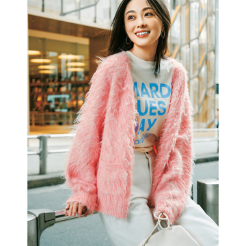 [SPANNE]シャギー ニットカーディガン