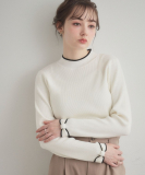 "【洗える・着映え】袖リボン リブニット"