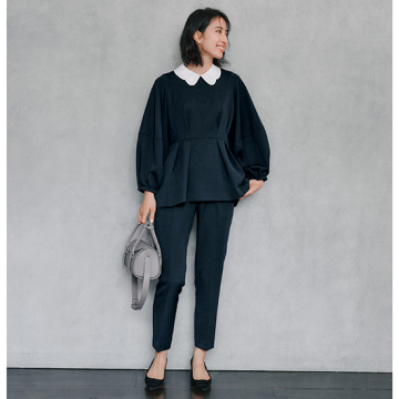 [nissen]花びら衿ブラウスセットアップパンツスーツ