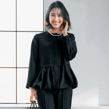 "[Emma Taylor]ダブルクロスバルーンヘムノーカラージャケット"