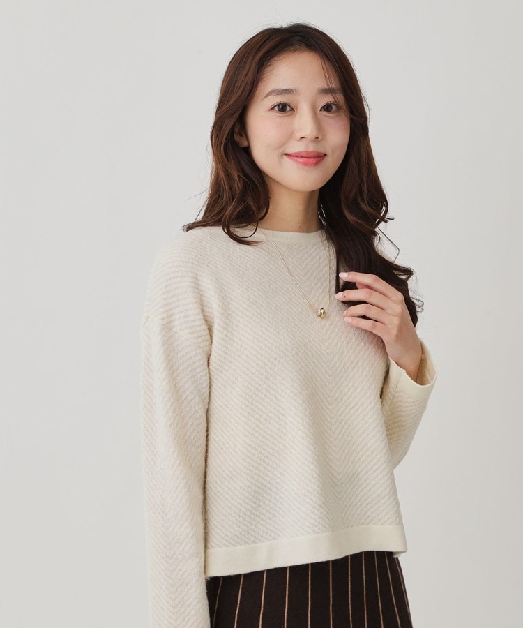 【手洗い可】ジャガートニットトップス