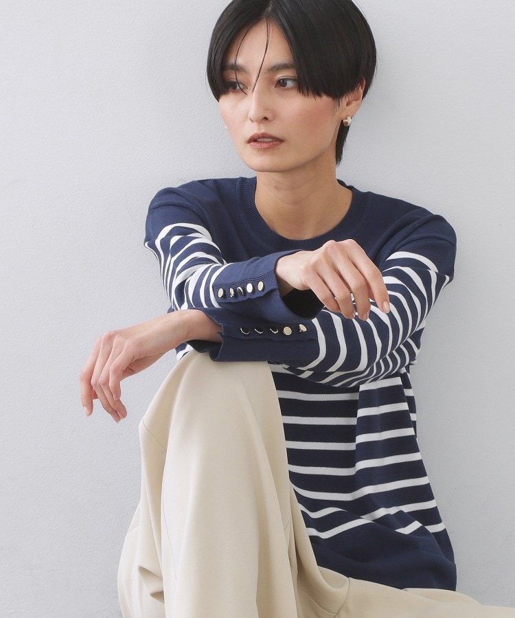 金ボタン使いリラクシーニット【洗濯機OK】