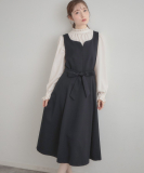 "【洗える・ハレの日・通勤】ハートネック フレアージャンスカ"