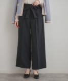 "【洗える・通勤】ウエストリボン サスペンダー付きワイドパンツ"