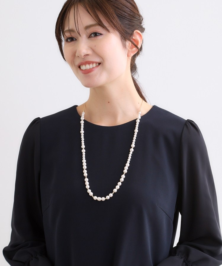 【フォーマル／入卒／長さ調節可】淡水パールロングネックレス