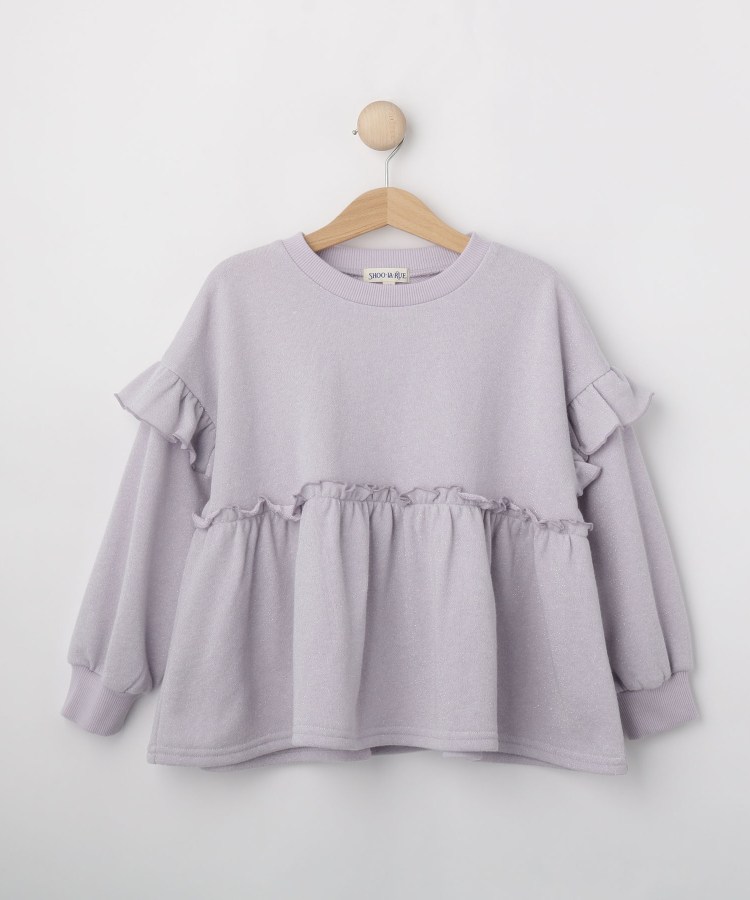 【100-150cm】ラメ裏毛ペプラムトップス