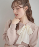 オーガンジーリボンタイニット