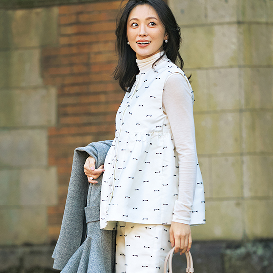 [BeBeoD]ジャカードペプラムジレ