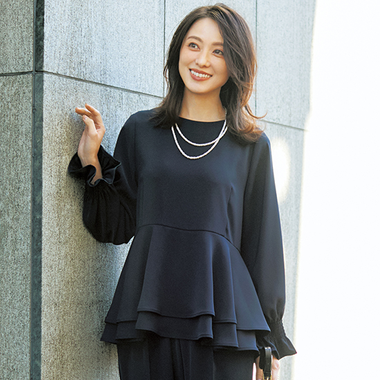 [ALEA]ダブルクロスティアードブラウス