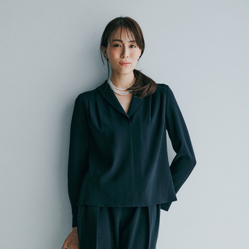 [anuans]ダブルサテンショールカラーブラウス