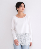 裾レースカットソー【洗濯機OK】