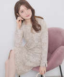 ミックスツィードパネルフレアワンピース【ハンドウォッシャブル／イージーアイロン／ストレッチ】