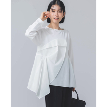 [RAW FUDGE]【洗える】【接触冷感】【UVカット】アシメビスチェ風カットソー