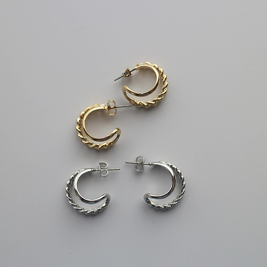 [pono]double line hoop ピアス