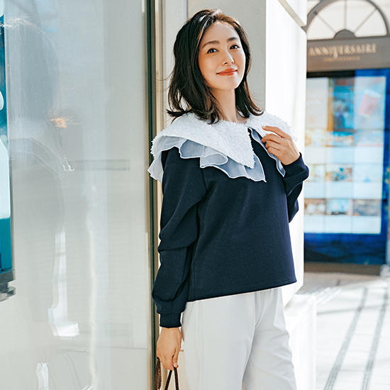 [donoban]ブロッサムオーバーカラートップス