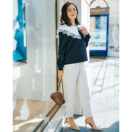 [donoban]裾スカラップパンツ