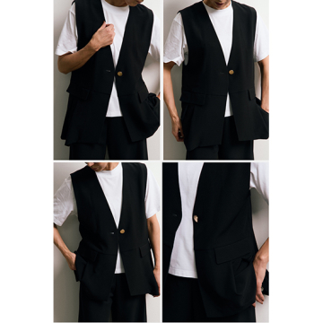 "[SUGAR ROSE]タックデザインノーカラーベスト"