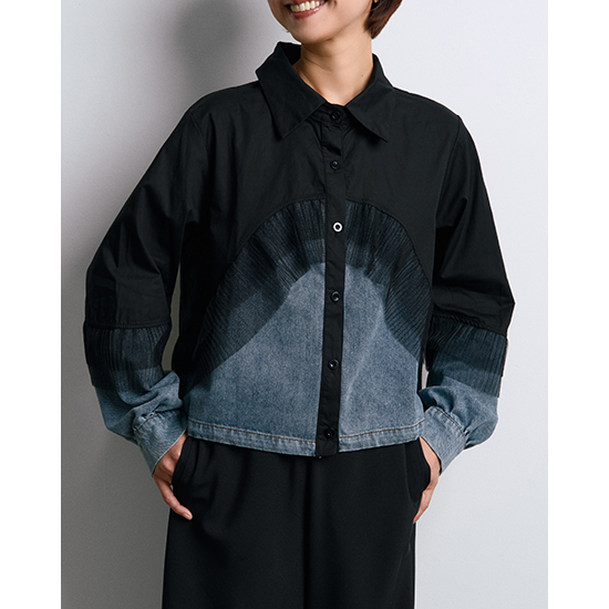 [etAlors]デニム切替ブラウス