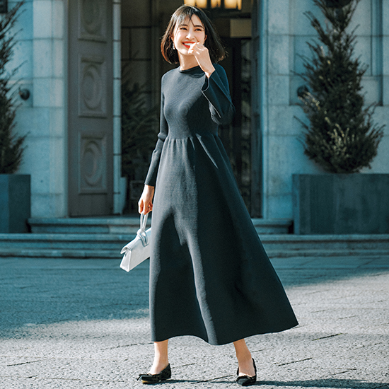 [ENMOCA]グレースラインフレアワンピース