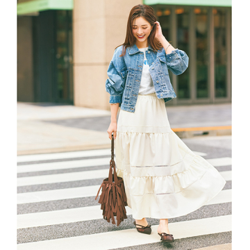 [SPANNE]フレア切り替えスカート