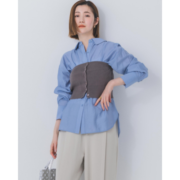 [Limue]【洗える】【セットアイテム】ニットビスチェセットシャツ