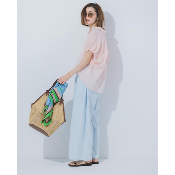 [Limue]【洗える】ワイドタックデニムパンツ