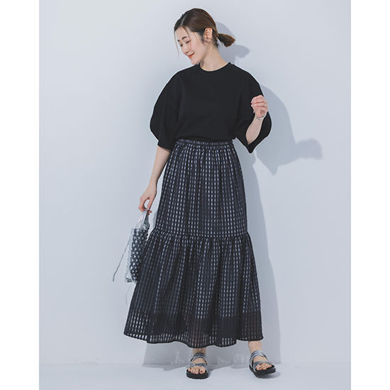 [Limue]【洗える】ギャザーラップチェックスカート