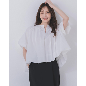 "[mizuiro ind]【ウォッシャブル】バルーンノーカラーシャツ"