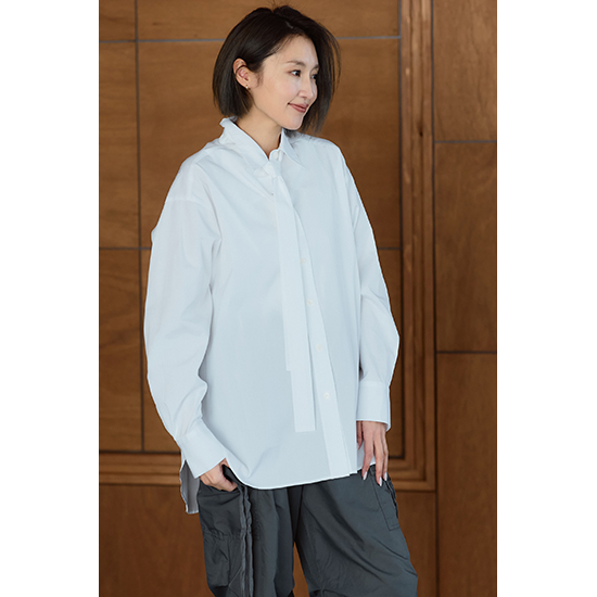 [Priority]タイ付きブラウス