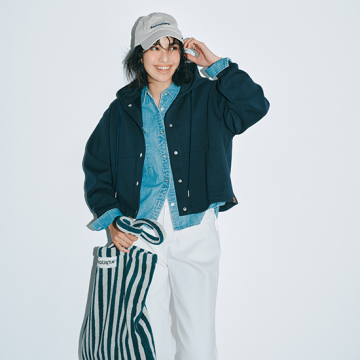 "[UNIVERSAL OVERALL]ダンボールニットフードジャケット"