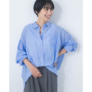 [ACUTA]【洗える】【2Way】ストライプオーバーシアーシャツ
