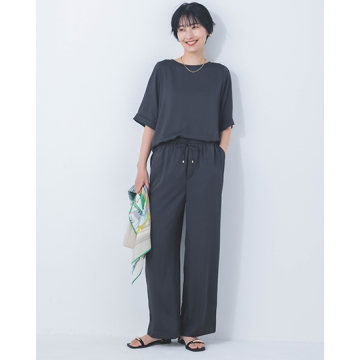 [DONEEYU]【UVカット・接触冷感・洗える・軽量】サテンツィル ワイドパンツ