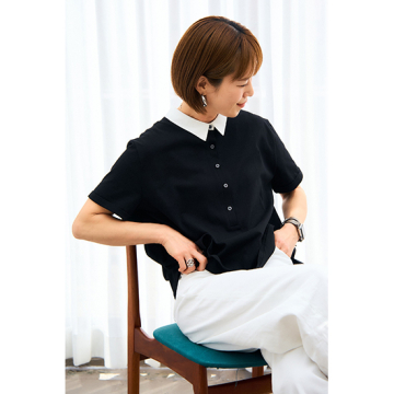 "[SUGAR ROSE]ポロ襟バックタックトップス"