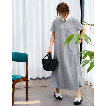 "[SUGAR ROSE]ポロ襟バックタックワンピース"