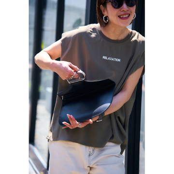 "[Pauline Bleu]ロゴ刺繍フレンチスリーブTOPS"