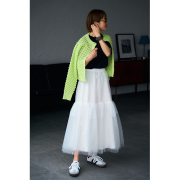 "[Pauline Bleu]網みニットカーディガン"