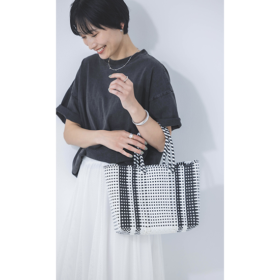 [Moon bird]手編みのメルカドバッグ S / No.71