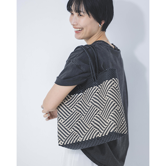 [Moon bird]手編みのメルカドバッグ横長 / No.76