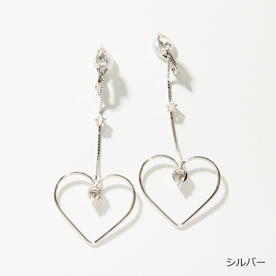 [RISHDECO]heart hoop chain earrings