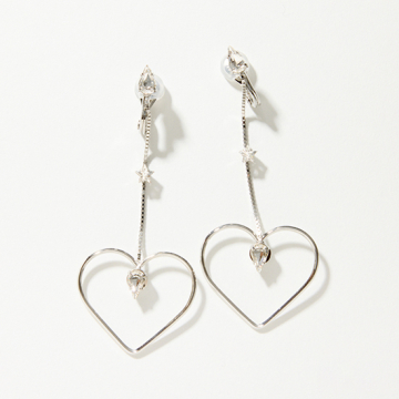 "[RISHDECO]heart hoop chain earrings"