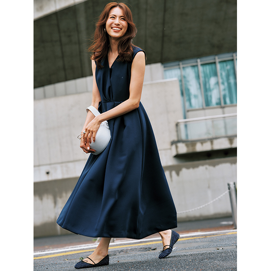 [Easy and Chic FLICKA]フロントタックフォルムワンピース