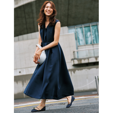 [Easy and Chic FLICKA]フロントタックフォルムワンピース