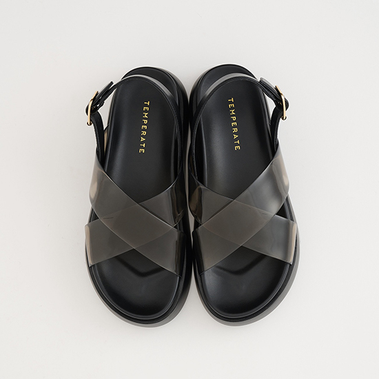 [TEMPERATE]【6月30日までの期間限定販売・受発注】SAMUEL クロス厚底サンダル (晴雨兼用)