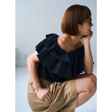 "[Pauline Bleu]3wayフリルショルダーノースリーブTOPS"